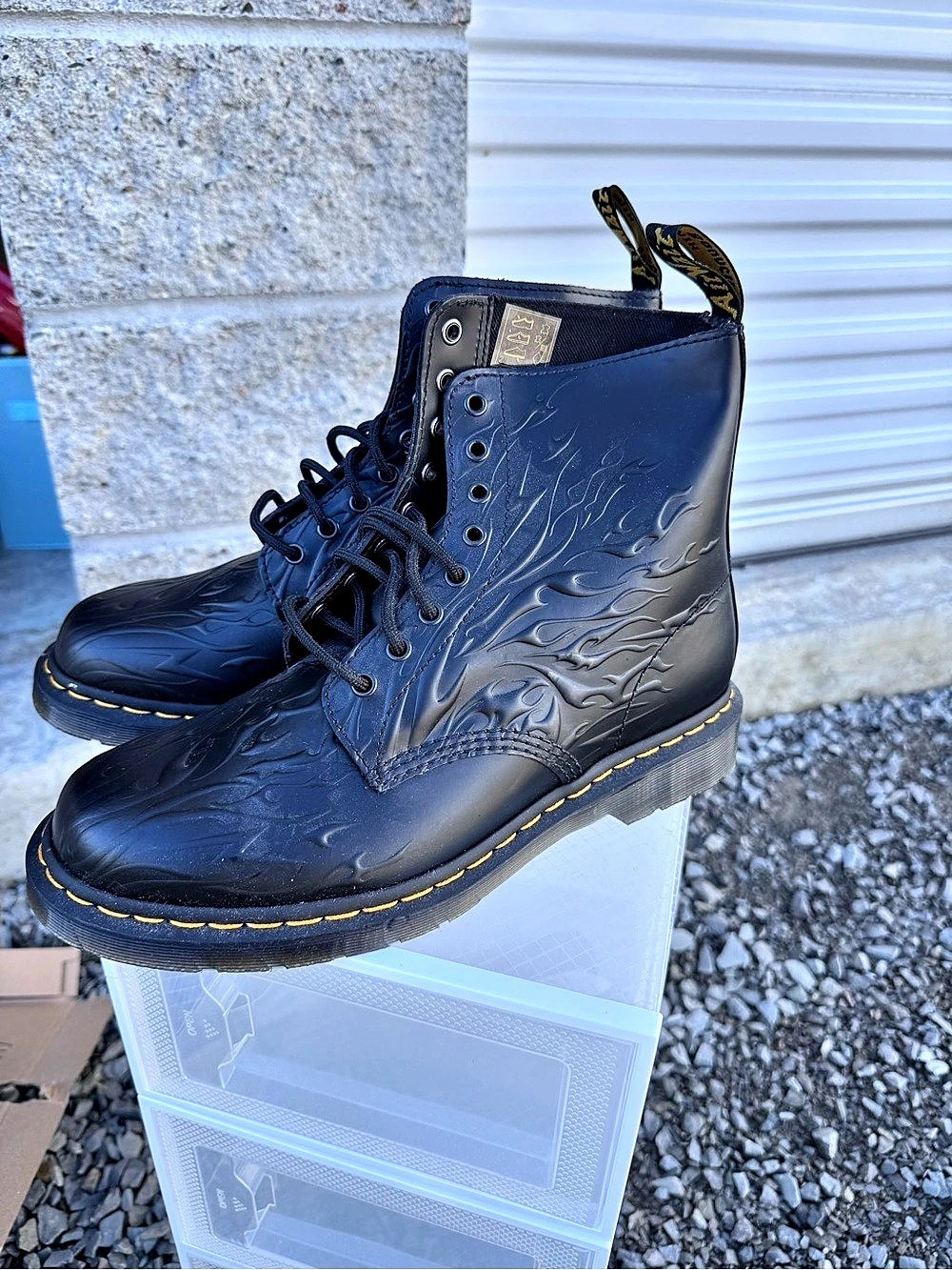 Dr. Martens 1460 Flames Emboss Leather Lace Up Boots